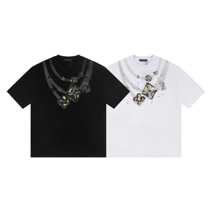 251230 New high-quality, simple necklace design printed T-shirt