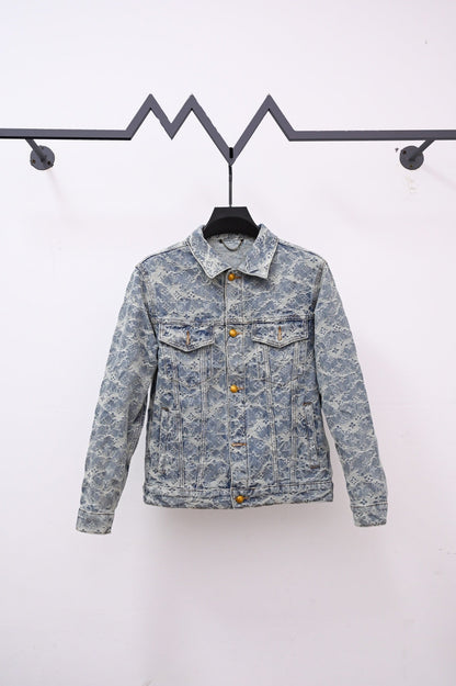 251230 New high-quality heavy-duty jacquard truck denim jacket