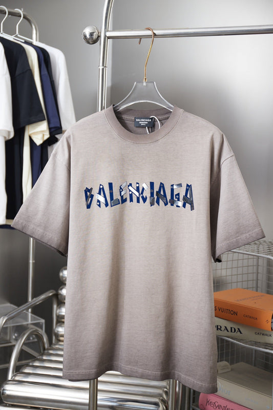 251230 New high-quality washed process letter-patterned T-shirt