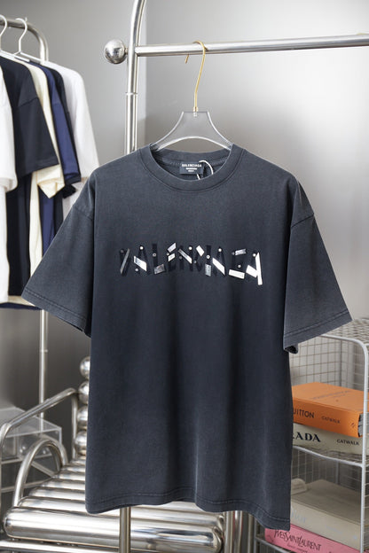251230 New high-quality washed process letter-patterned T-shirt