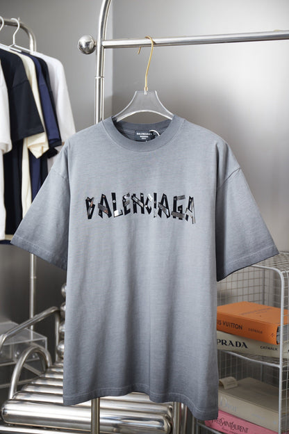 251230 New high-quality washed process letter-patterned T-shirt