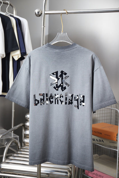 251230 New high-quality washed process letter-patterned T-shirt