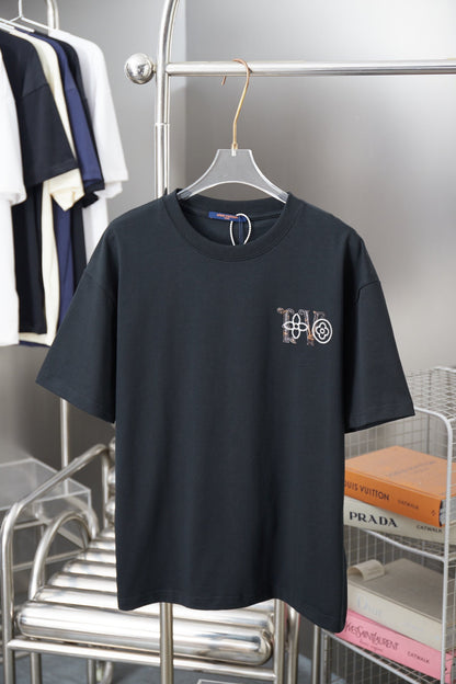 251230 New high-quality colored hollow embroidered LV letter T-shirt