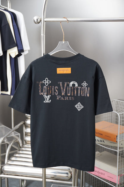 251230 New high-quality colored hollow embroidered LV letter T-shirt