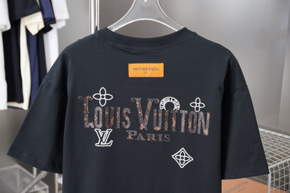 251230 New high-quality colored hollow embroidered LV letter T-shirt