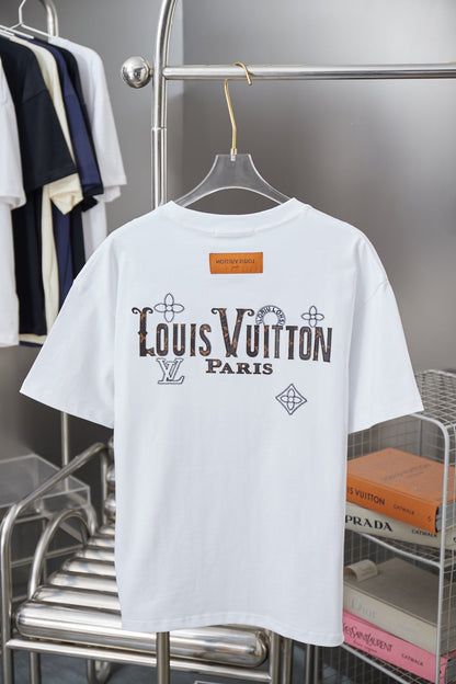251230 New high-quality colored hollow embroidered LV letter T-shirt