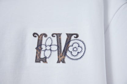 251230 New high-quality colored hollow embroidered LV letter T-shirt