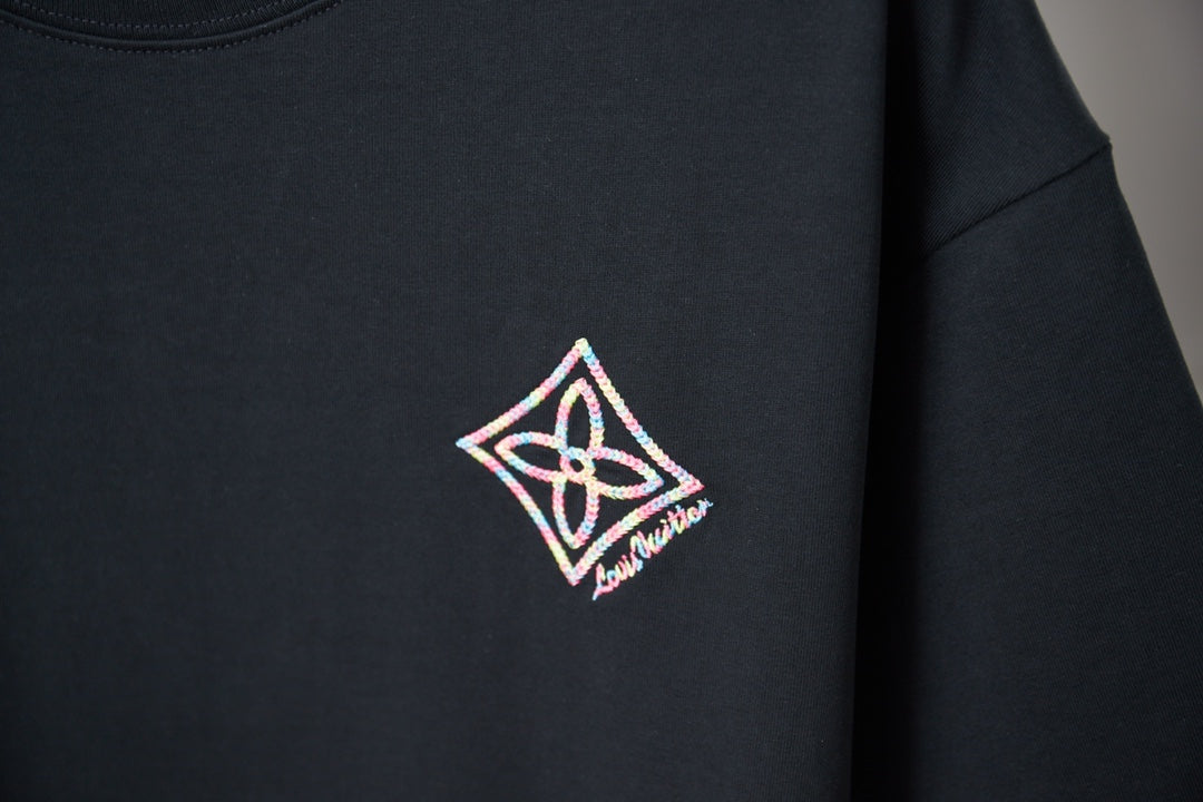 260106 New high-quality embroidered colored hollow embroidery T-shirt