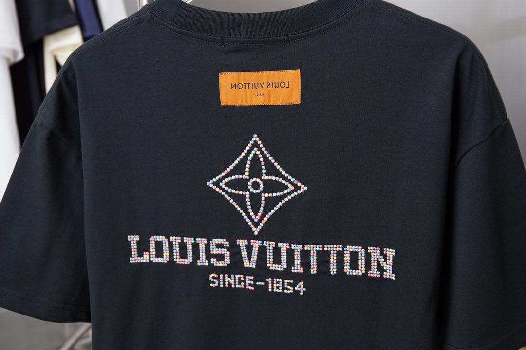 260106 New high-quality embroidered colored hollow embroidery T-shirt