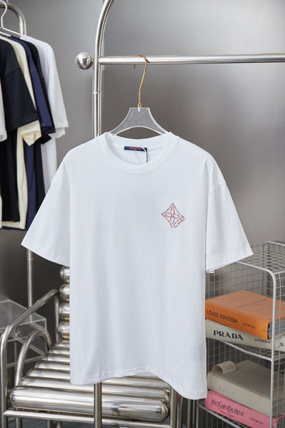 260106 New high-quality embroidered colored hollow embroidery T-shirt