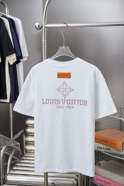 260106 New high-quality embroidered colored hollow embroidery T-shirt