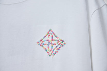 260106 New high-quality embroidered colored hollow embroidery T-shirt