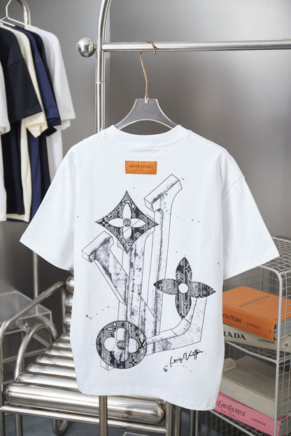 260106 New high-quality patchwork letter graffiti T-shirt