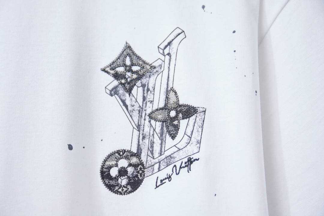 260106 New high-quality patchwork letter graffiti T-shirt