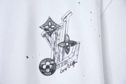 260106 New high-quality patchwork letter graffiti T-shirt
