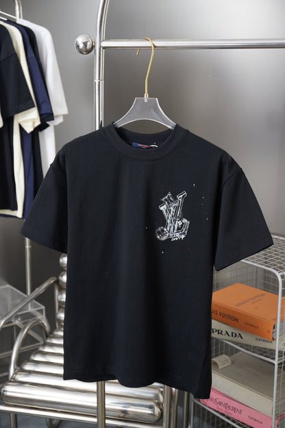 260106 New high-quality patchwork letter graffiti T-shirt