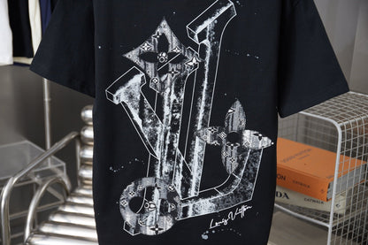 260106 New high-quality patchwork letter graffiti T-shirt