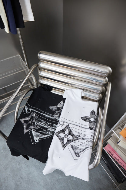 260106 New high-quality patchwork letter graffiti T-shirt