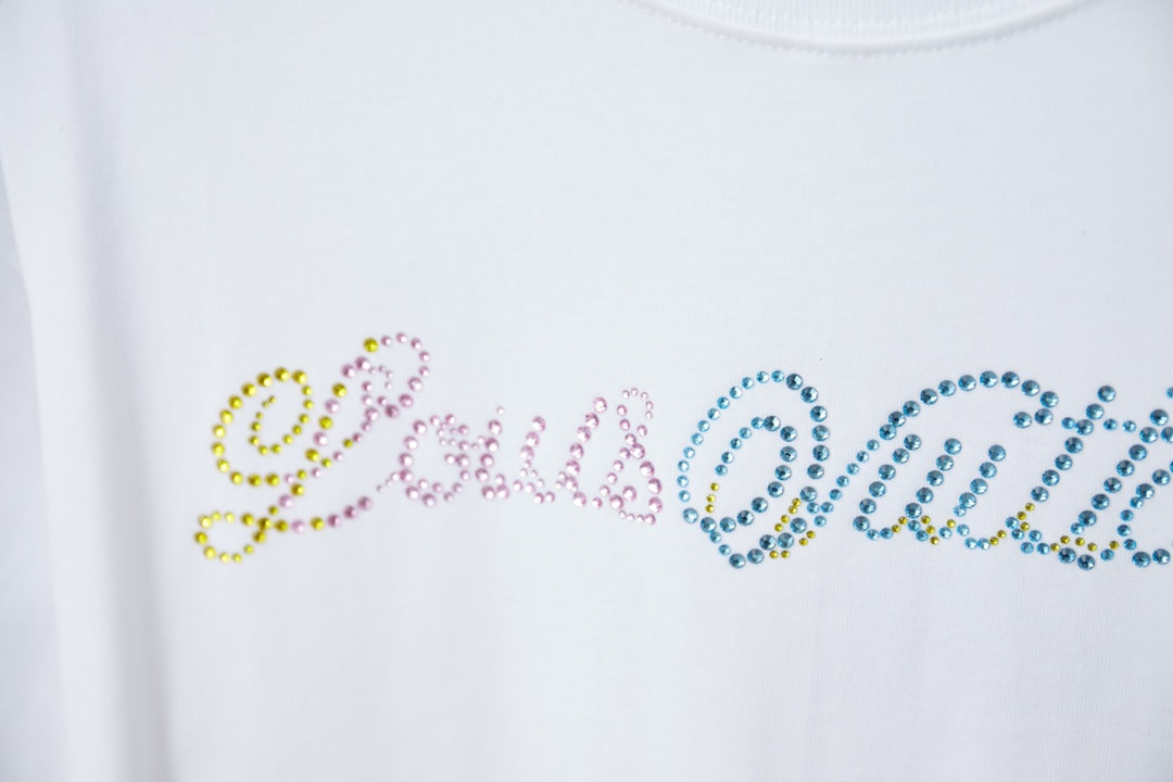 260106 New high-quality embroidered and rhinestone letter-shaped T-shirt