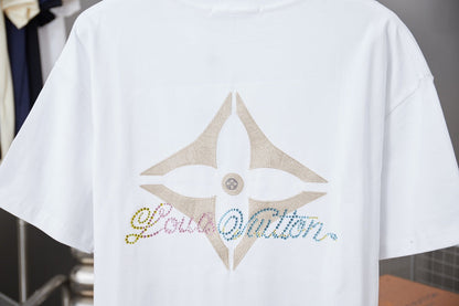 260106 New high-quality embroidered and rhinestone letter-shaped T-shirt
