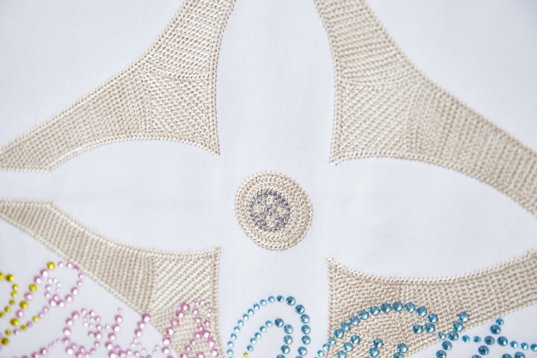 260106 New high-quality embroidered and rhinestone letter-shaped T-shirt