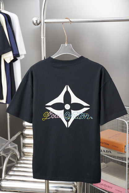 260106 New high-quality embroidered and rhinestone letter-shaped T-shirt