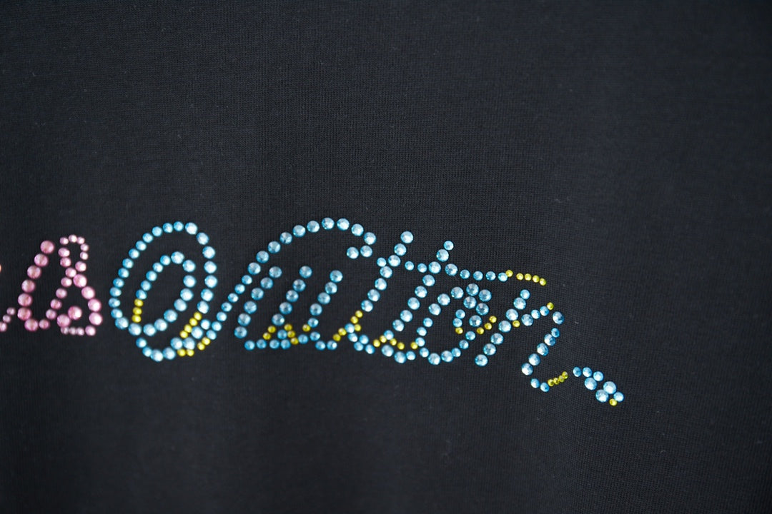 260106 New high-quality embroidered and rhinestone letter-shaped T-shirt