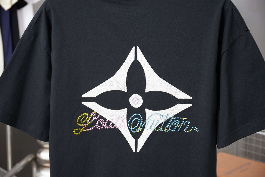 260106 New high-quality embroidered and rhinestone letter-shaped T-shirt