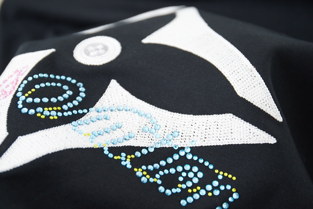 260106 New high-quality embroidered and rhinestone letter-shaped T-shirt
