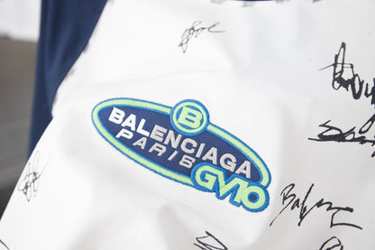 260106 new high-quality T-shirt with color-blocking sleeves and letter signature