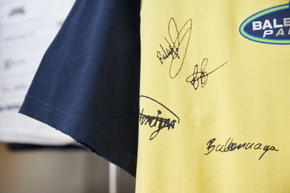 260106 new high-quality T-shirt with color-blocking sleeves and letter signature