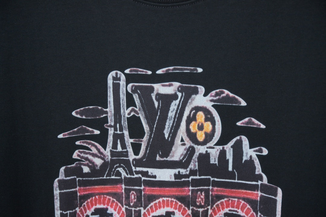 260106 New high-quality T-shirt with iron tower and river pattern