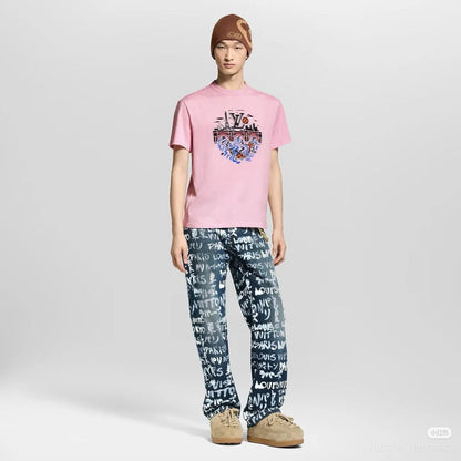 260106 New high-quality T-shirt with iron tower and river pattern