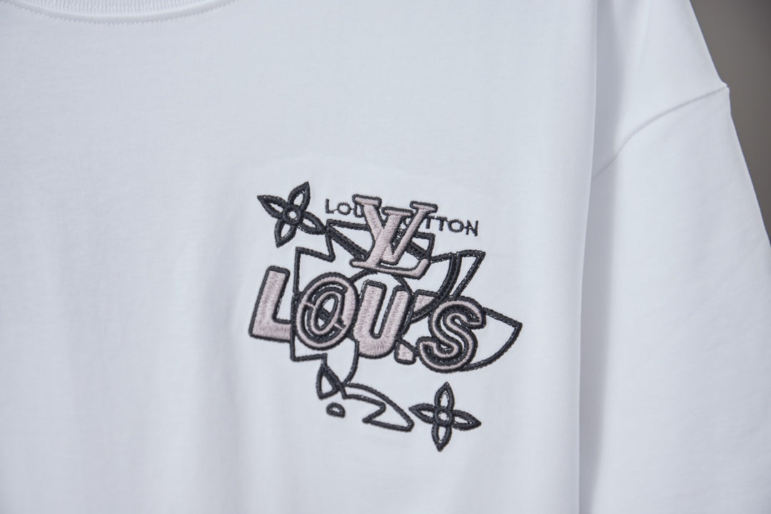 260106 New high-quality embroidered letter T-shirt