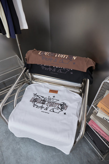 260106 New high-quality embroidered letter T-shirt