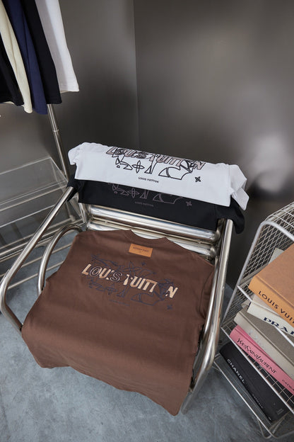 260106 New high-quality embroidered letter T-shirt