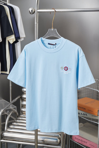 260106 New high-quality embroidered lettered star dot T-shirt