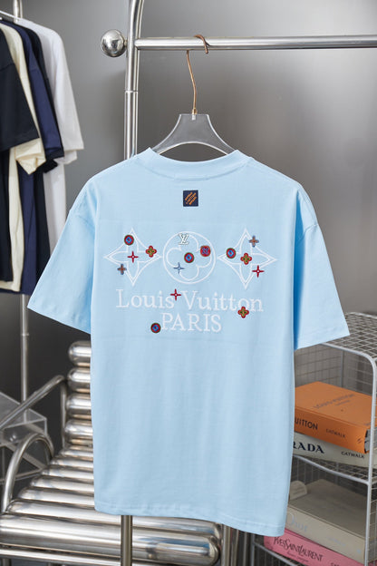 260106 New high-quality embroidered lettered star dot T-shirt