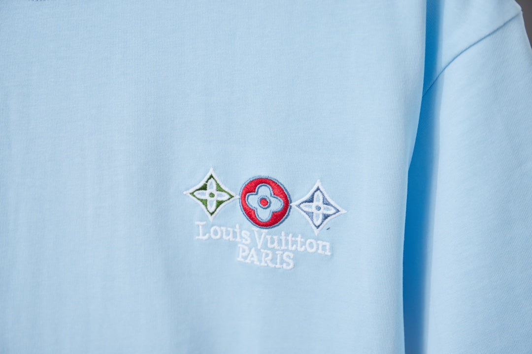 260106 New high-quality embroidered lettered star dot T-shirt
