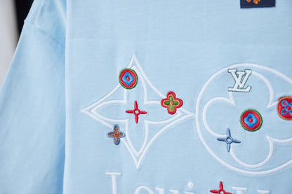 260106 New high-quality embroidered lettered star dot T-shirt