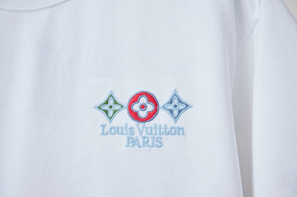 260106 New high-quality embroidered lettered star dot T-shirt