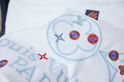 260106 New high-quality embroidered lettered star dot T-shirt