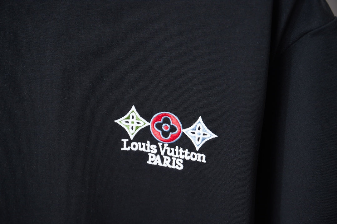 260106 New high-quality embroidered lettered star dot T-shirt