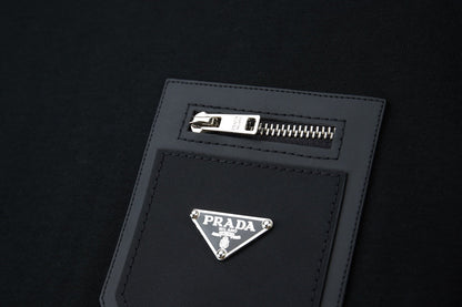 260106 New high-quality classic leather brand pocket T-shirt
