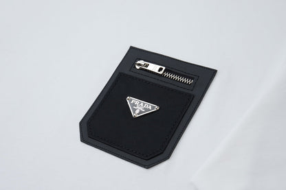 260106 New high-quality classic leather brand pocket T-shirt