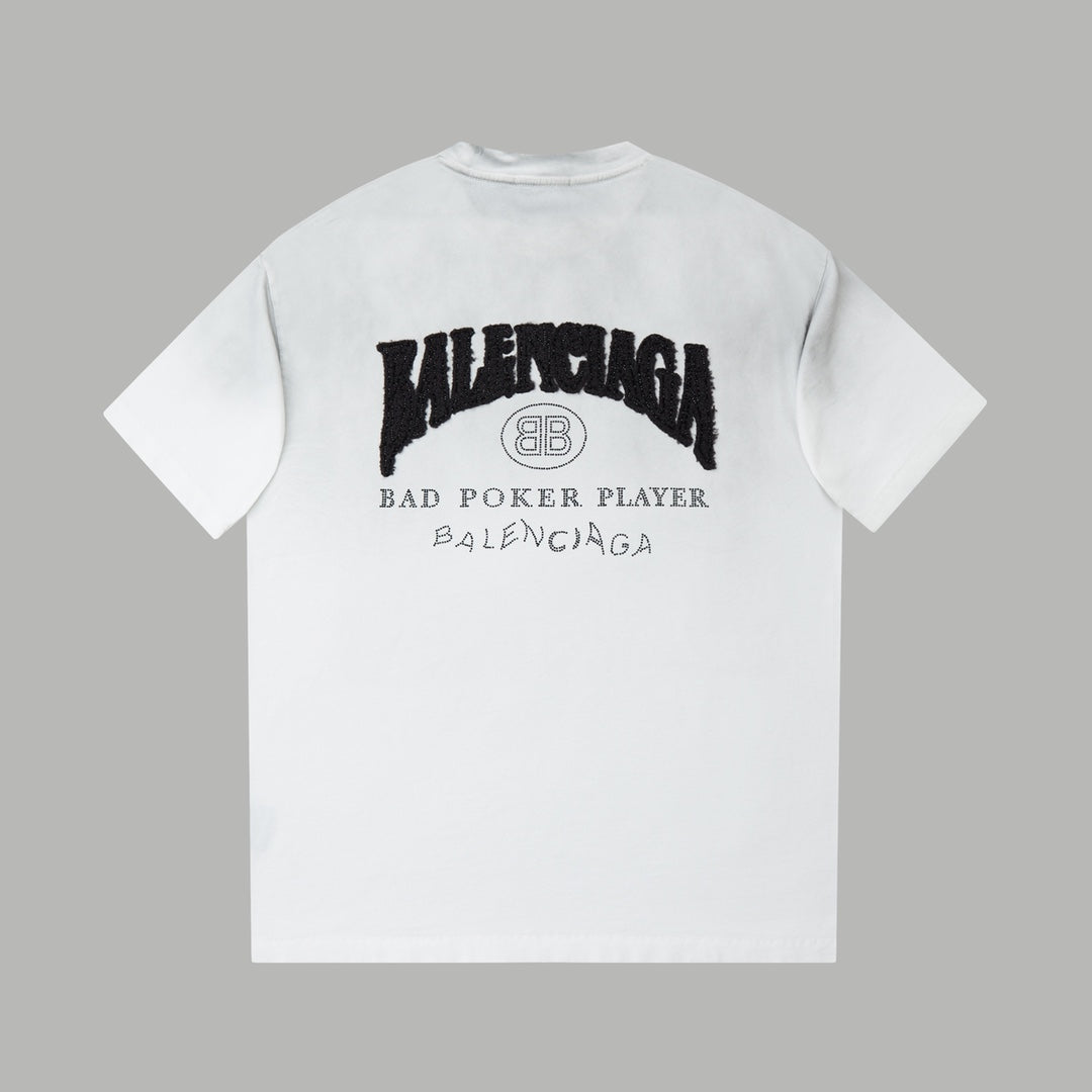 260106 New high-quality letter-shaped rhinestone washed and aged T-shirt