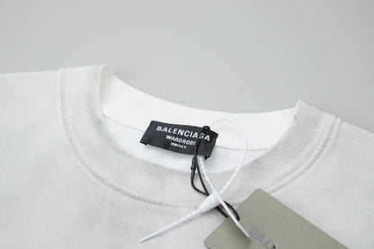 260106 New high-quality letter-shaped rhinestone washed and aged T-shirt
