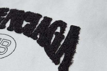 260106 New high-quality letter-shaped rhinestone washed and aged T-shirt