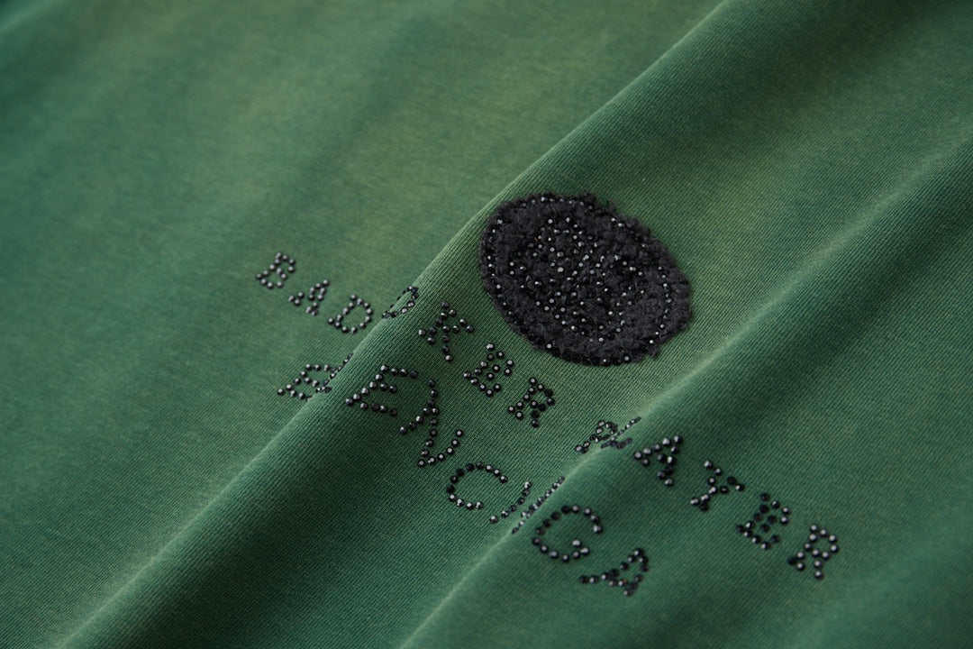 260106 New high-quality letter-shaped rhinestone washed and aged T-shirt
