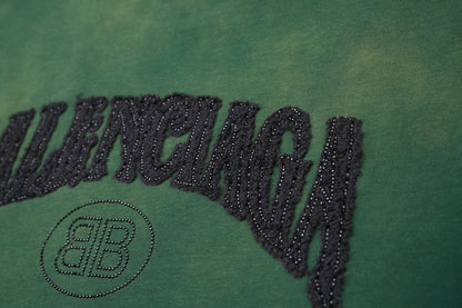 260106 New high-quality letter-shaped rhinestone washed and aged T-shirt